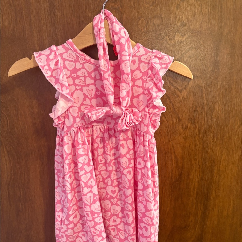 Magnetic Me Pink Heart Patterned Dress with Headband 6-9m